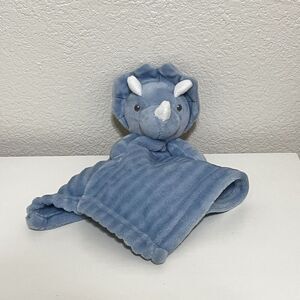 Tahari Blue Triceratops Dinosaur Security Blanket Lovey Lovie